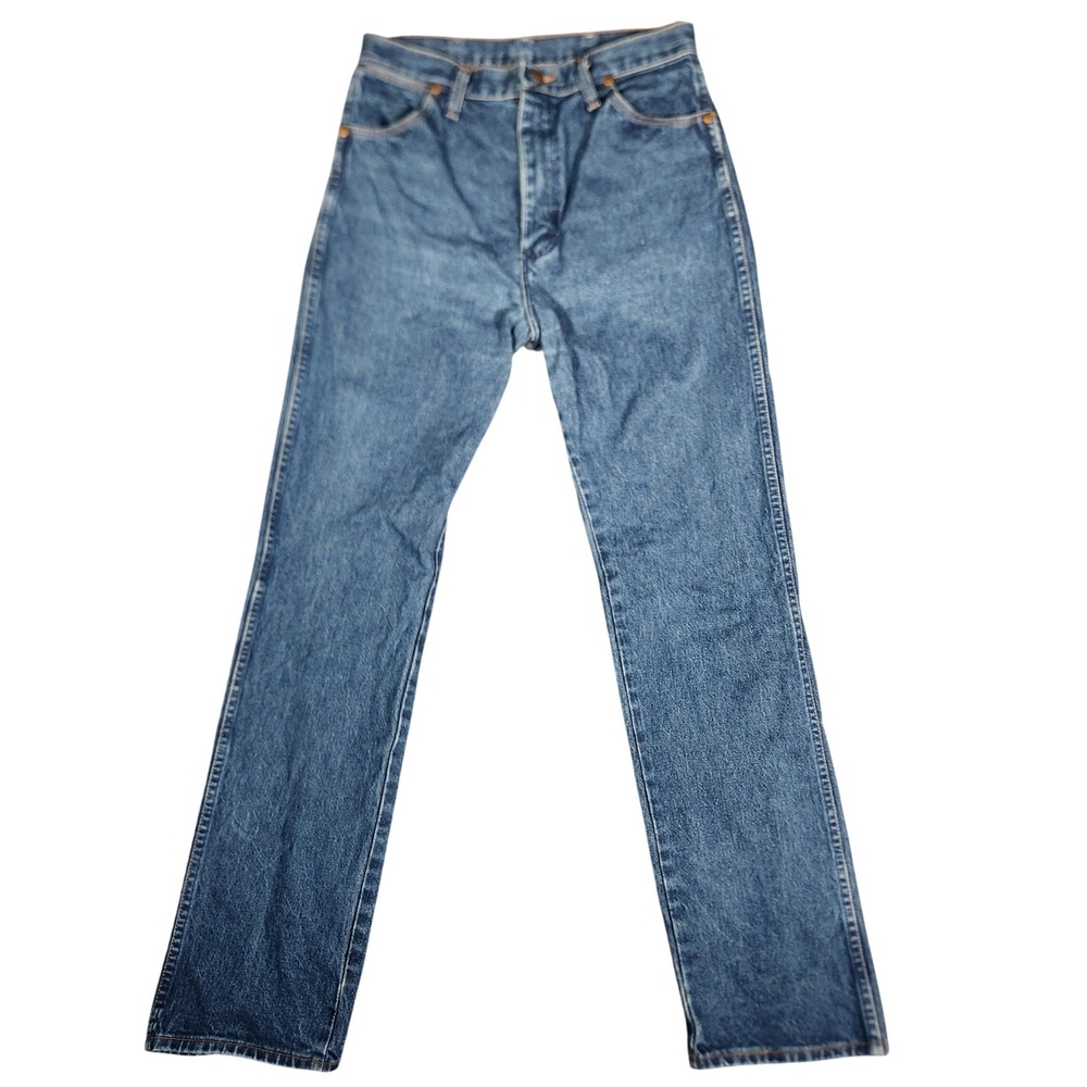 Vintage Wrangler Jeans Women's 13X34 Blue Denim Straight Leg Button Fly